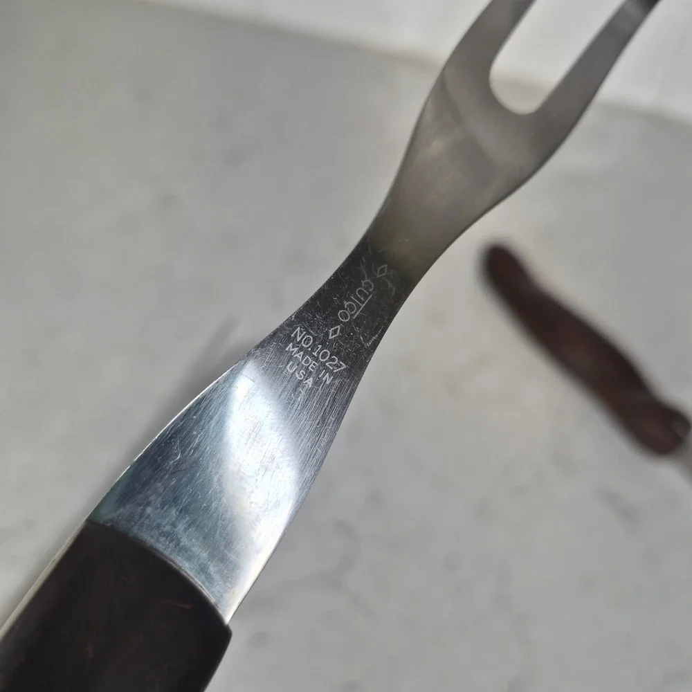 Cutco Vintage 1026 1027 1028 Serving Set Spatula Forks Brown Handle USA